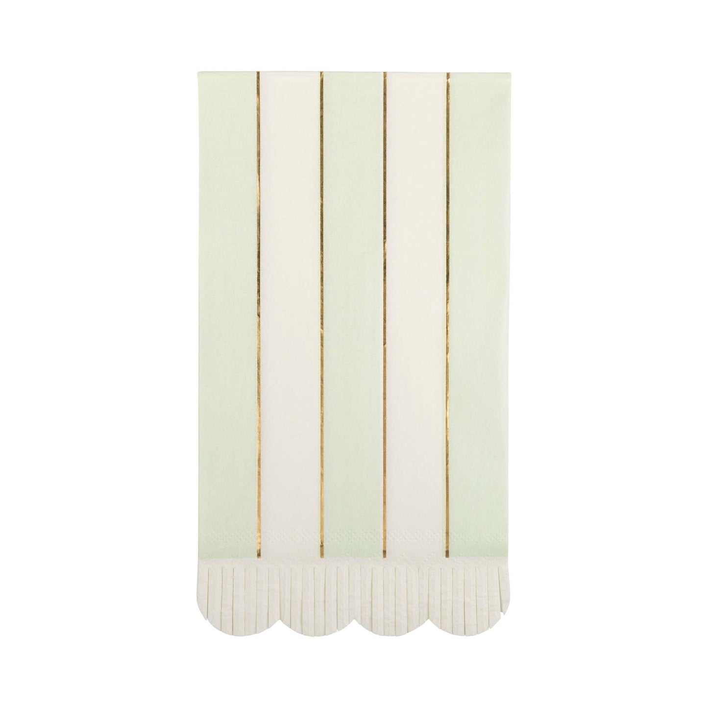 Guest Napkin Set – 18 napkins (4.25"x7.75"), 3 designs with striped & fringe trim, perfect for spring gatherings.