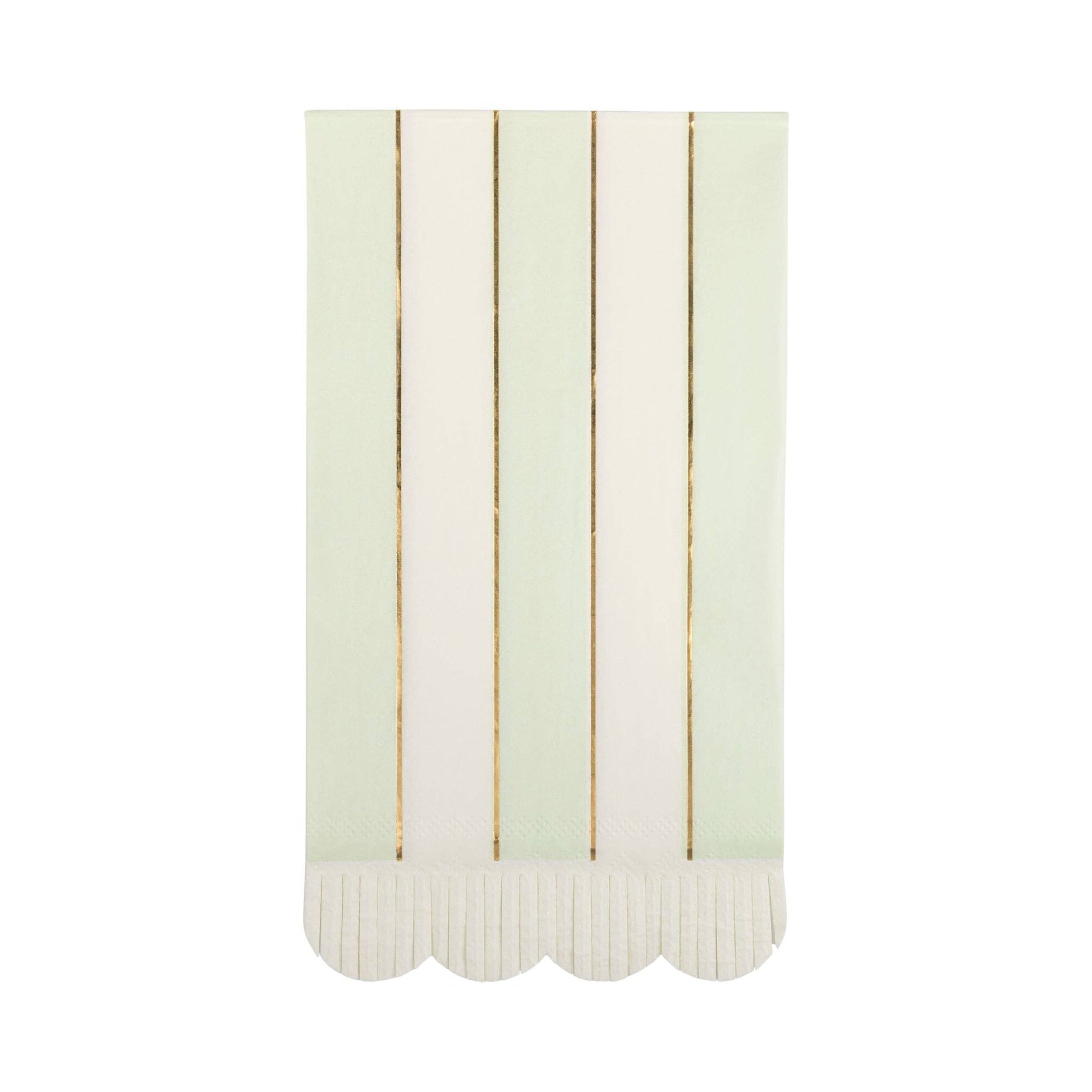 Guest Napkin Set – 18 napkins (4.25"x7.75"), 3 designs with striped & fringe trim, perfect for spring gatherings.