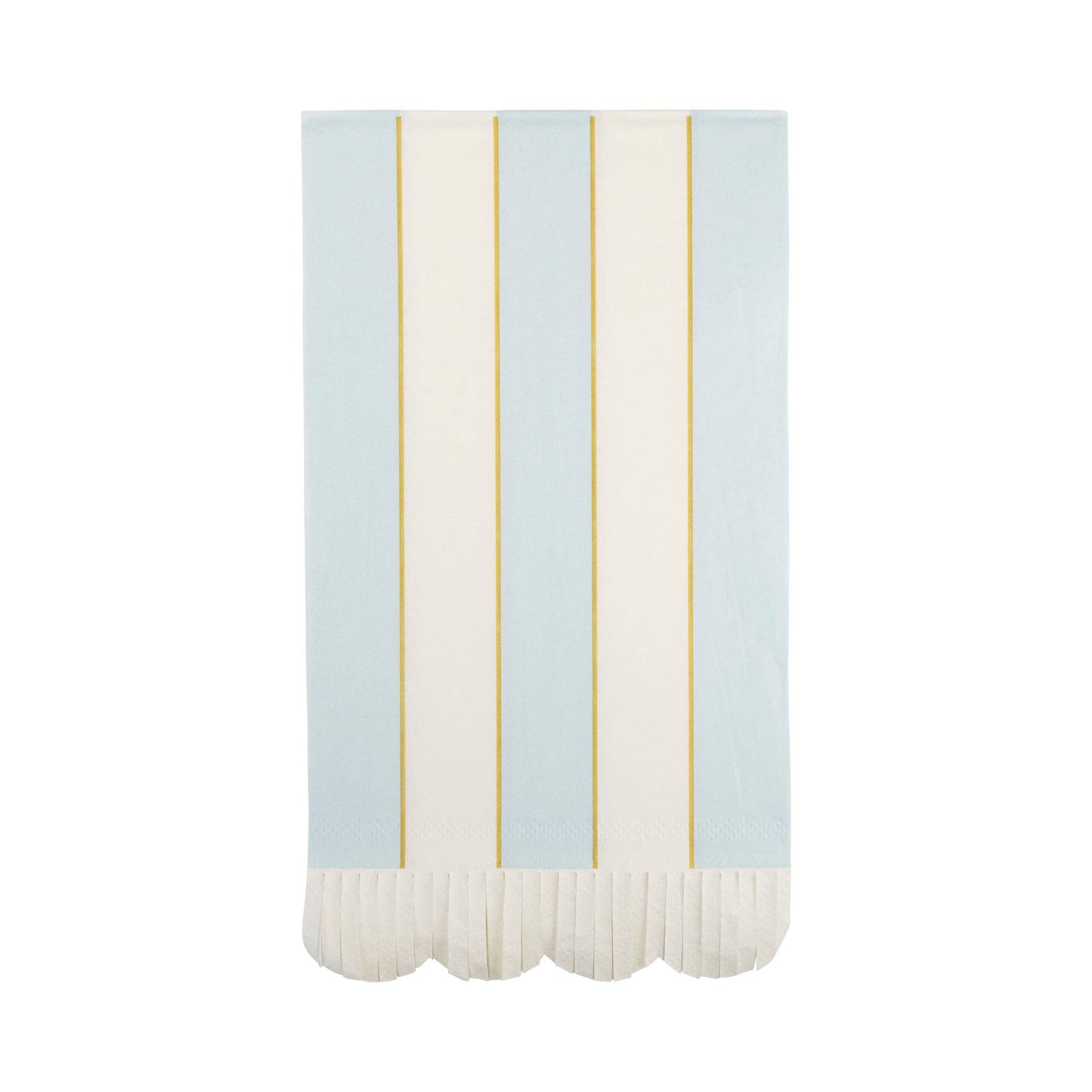 Guest Napkin Set – 18 napkins (4.25"x7.75"), 3 designs with striped & fringe trim, perfect for spring gatherings.