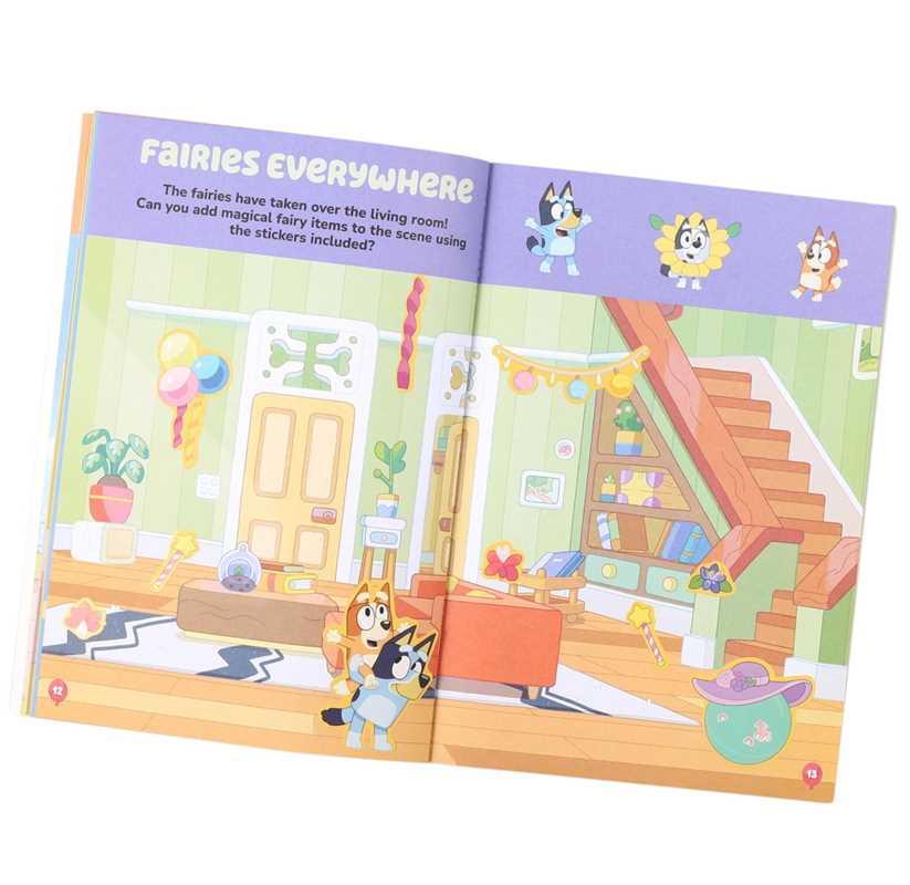 Join Bluey and Bingo for fun with over 200 stickers, puzzles, and activities in this exciting pad!