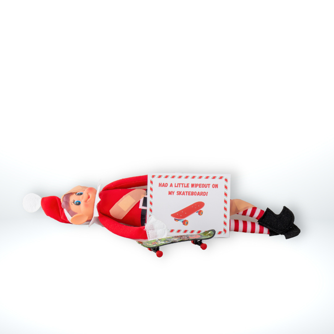 Elf Antics Kit for Christmas, available in 12-day and 24-day options with bonus days, featuring pre-planned elf scenes, activities like movie night, elf car wash, and balloon animals, perfect for holiday fun.