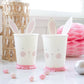 Set of 8 Bunny Cups – 12oz, 4.5" tall with tissue fringe collar, perfect for spring parties & animal lovers.