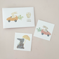 Easter bunny temporary tattoos, set of 2 designs (carrot racer & umbrella bunny), 2.5 inches, non-toxic, perfect for Easter baskets or party favors.