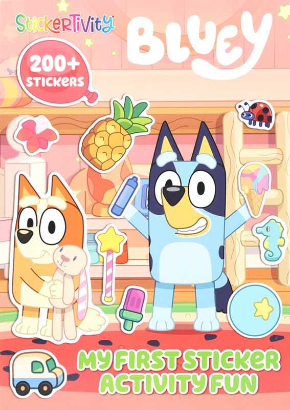 Join Bluey and Bingo for fun with over 200 stickers, puzzles, and activities in this exciting pad!