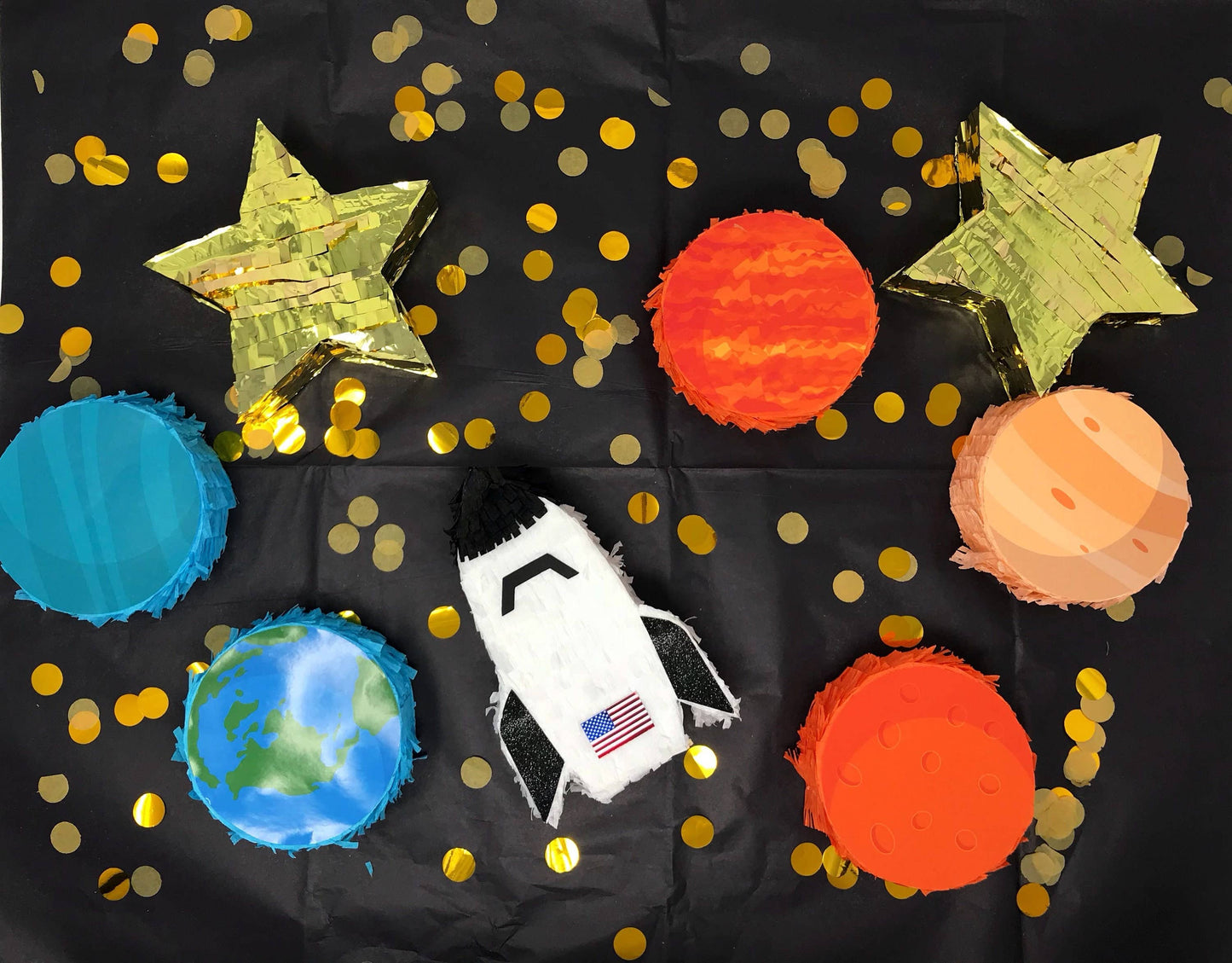 “Out of this World” 🌎 Space-Themed Mini Piñatas: Planets, Star, Shuttle