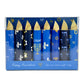 TOPS Malibu Hanukkah Festival of Lights set with 8 candle-inspired tubes revealing surprises, quotes, and fortunes. Artisan-made in the USA, perfect for Hanukkah celebrations, table decor, and unique hostess gifts.