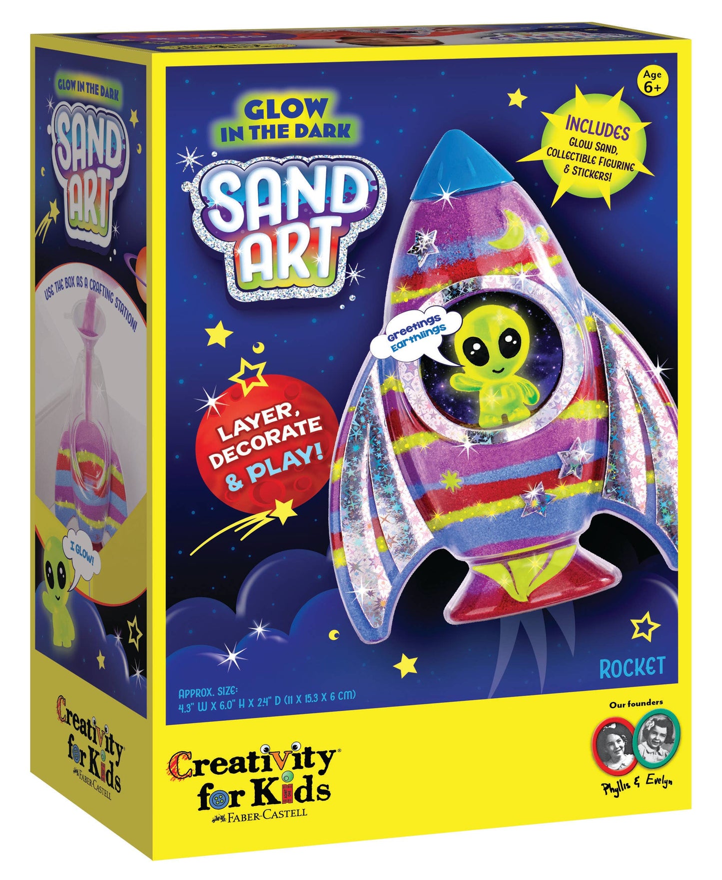 “Blast Off” 🚀 Glow in the Dark Sand Art Rocket - DIY Craft Kit for Kids