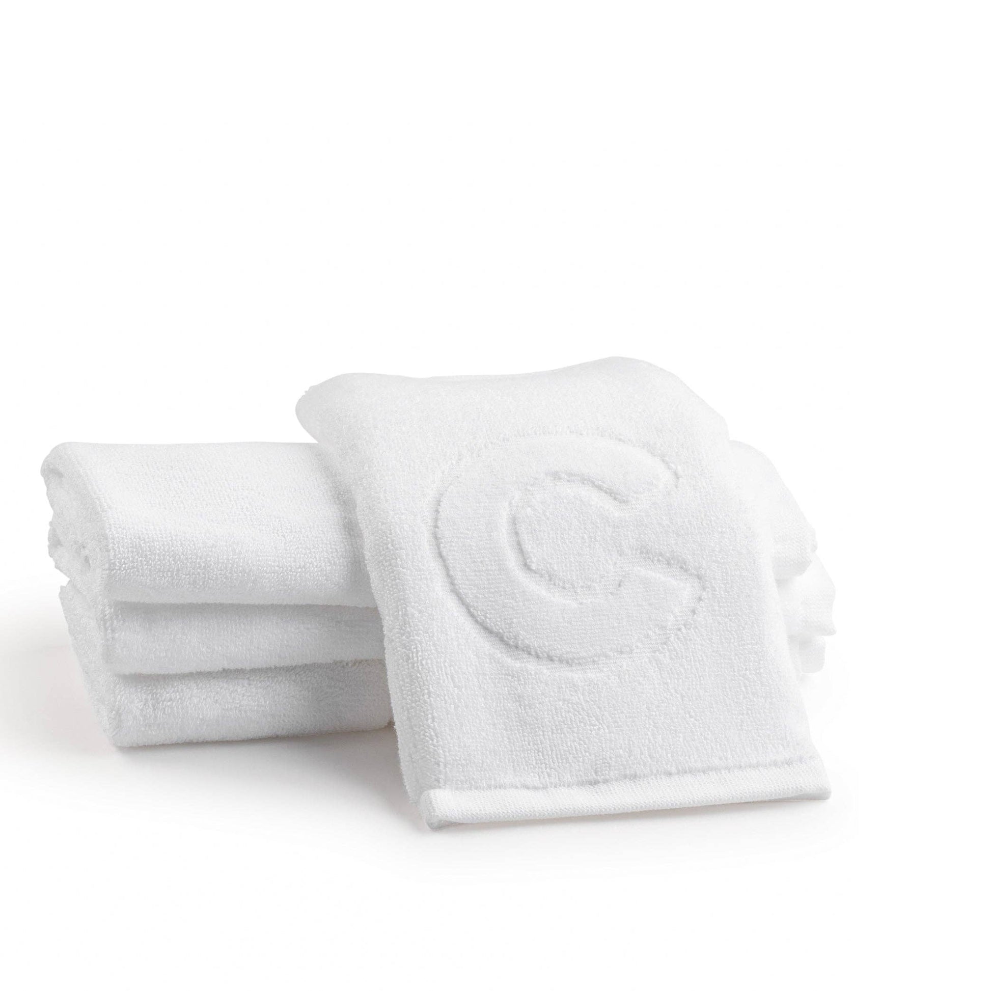 Elegant cotton finger towels with embossed initials, perfect for any room, gift-ready.