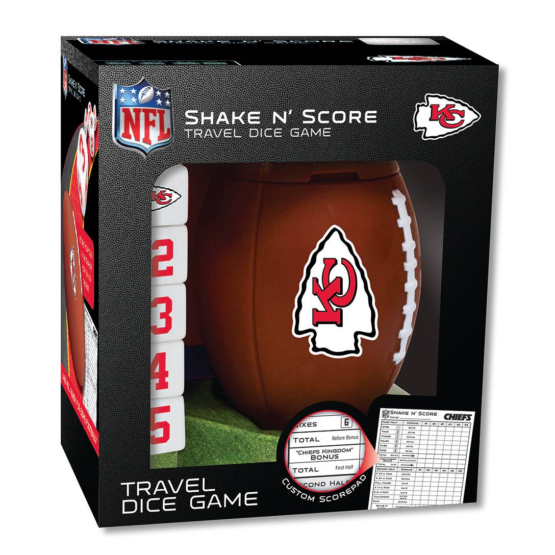 Officially licensed NFL Kansas City Chiefs Shake N' Score Dice Game, 5 team dice, travel fun, ages 6+