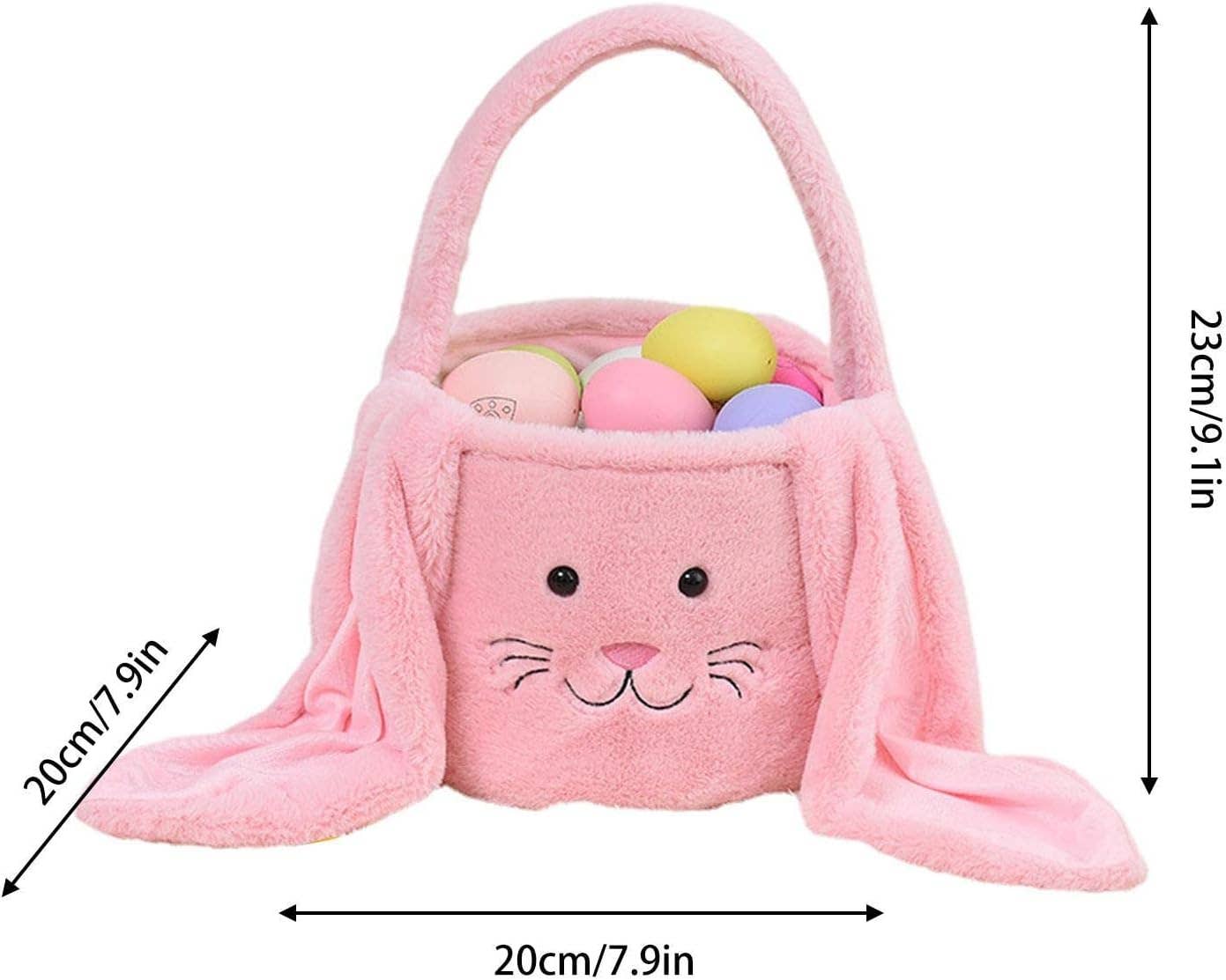 Soft Plush Easter Egg Basket with Big Bunny Ears – Cute Spring Gift for Kids, Egg Hunt Bag