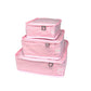 Pink gingham stacking set for travel, diaper bag, or makeup organization, customizable monogram.