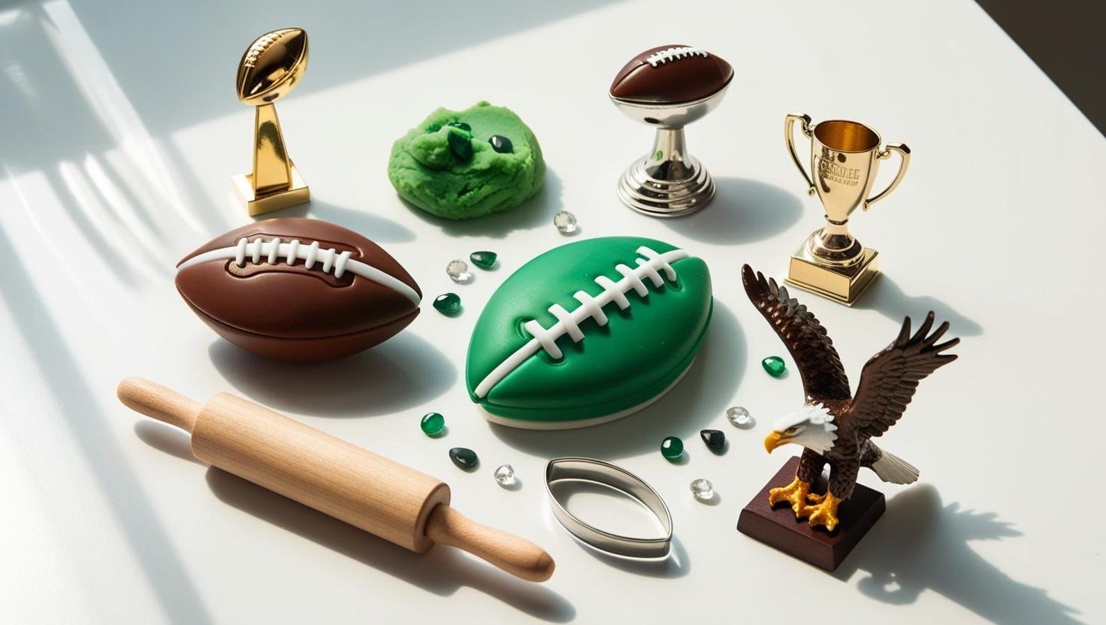 Super Bowl Sensory Kit with team colors, football-themed playdough, sensory bin toys, perfect for kids' creative play and game day fun.