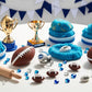 Super Bowl Sensory Kit with team colors, football-themed playdough, sensory bin toys, perfect for kids' creative play and game day fun.