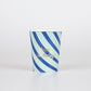 Colorful striped party cups with gold foil 'Happy Birthday' message, 9oz, pack of 8.